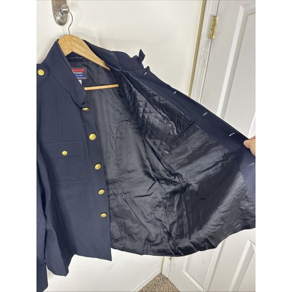 Marlow White Dress Blue Military Jacket 50x30 US Made Brass Buttons - Picture 8 of 9